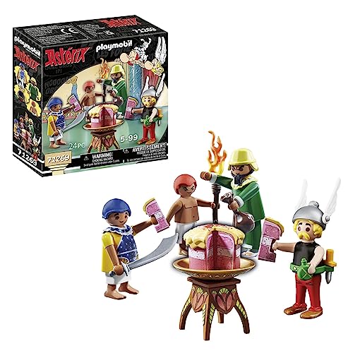 PLAYMOBIL Asterix 71269 Pyradonis' vergiftete Torte, Asterix, Kleopatra`s Vorkoster sowie Pyradonis und dessen Helfer Schraubzieris, Spielzeug für Kinder ab 5 Jahren im Sale