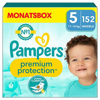 Thumbnail for Pampers Baby Windeln Größe 5 (11-16kg) Premium Protection, Junior, MONATSBOX, bester Komfort und Schutz für empfindliche Haut, 152 Stück