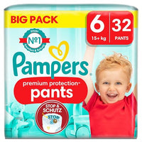 Thumbnail for Pampers Premium Protection Pants Größe 6, 32 Windeln, 15kg+, Komfort und Schutz mit den Pampers Pants für einfaches Anziehen