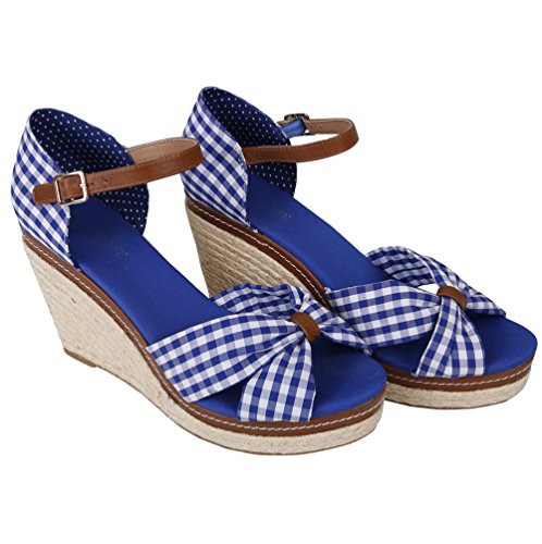 Krüger MADL Damen Sandaletten | Wedges Duchess (Blau 8) Modell: 4135 | Trachtenschuh mit Keilabsatz | im Sale