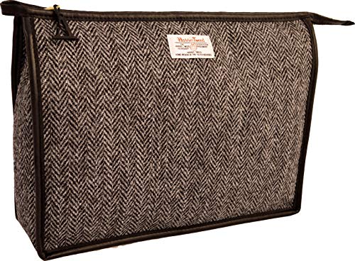 Vagabond Bags Ltd Harris Tweed Herringbone Giant Holdall Kulturtasche, 31 cm, Schwarz (Black & White Tweed)