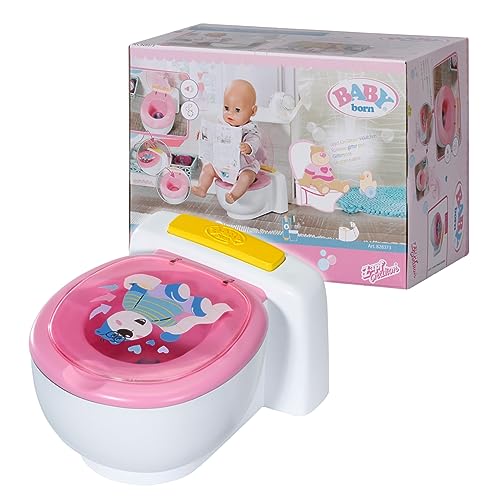 BABY born Toilette für Puppen mit Geräuschfunktion und Häufchen zum wegspülen, 828373 Zapf Creation, Weiß/Pink im Sale