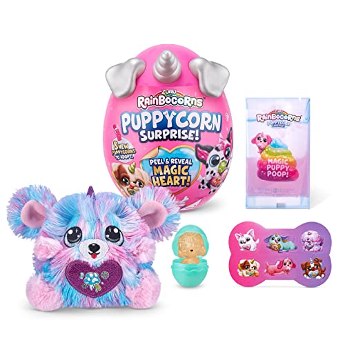 Rainbocorns Sparkle Heart Surprise Serie 4 Puppycorn Surprise, Komon, Plüschtier zum Kuscheln