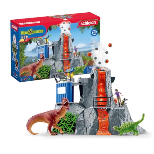 schleich 42564 DINOSAURS Große Vulkan Expedition, Dinosaurier Spielzeug Set inkl. Vulkan mit LED-Licht- & Ausbruchsfunktion, Forscherin Figur & 2 Dinosaurier Figuren, Altersempfehlung 5-12 Jahre im Sale