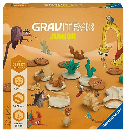 Ravensburger GraviTrax Junior Extension Desert - Erweiterbare Kugelbahn für Kinder, Murmelbahn überwiegend aus nachwachsenden Rohstoffen mit Lernspielzeug und Konstruktionsspielzeug ab 3 Jahren