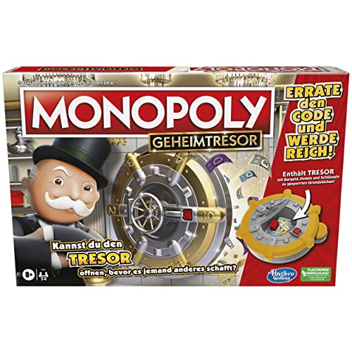 Monopoly Geheimtresor Brettspiel für Kinder ab 8 Jahren, Familienspiel für 2–6 Spieler, enthält Tresor im Sale