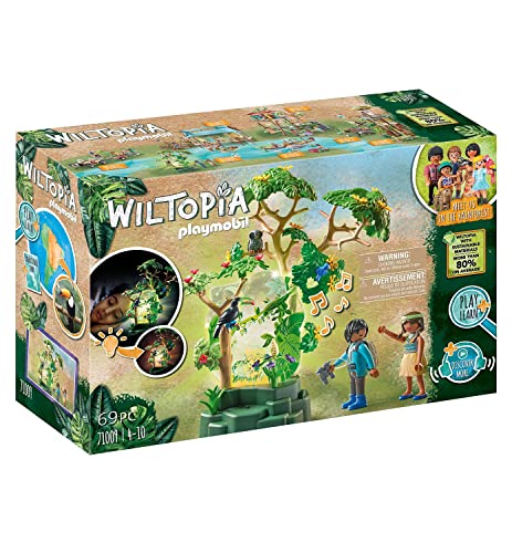 PLAYMOBIL Wiltopia 71009 Nachtlicht Regenwald mit Spielzeugtieren, Licht und Sound, Nachhaltiges Spielzeug für Kinder ab 4 Jahren