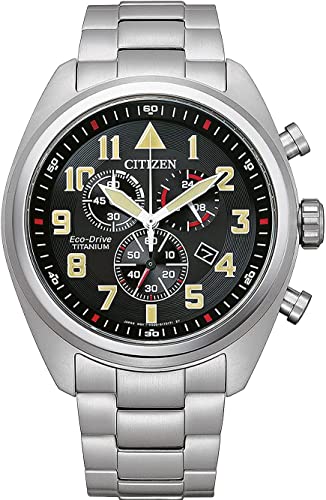 CITIZEN Herren Analog Quarz Uhr mit Titan Armband AT2480-81E, Schwarz im Sale