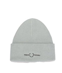 Thumbnail for Fred Perry Klassische Beanie-Mütze für Herren und Damen, Baumwollmischgewebe, mit Logo, Silberblau, Einheitsgröße, silber, blau, Einheitsgröße im Sale