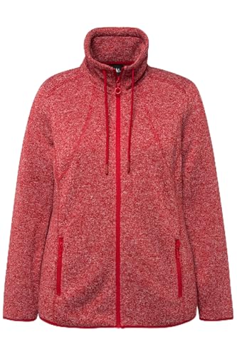 Ulla Popken Damen Strickfleece Jacke mit Rautenmuster Sweatjacke, Salsa, 46-48 im Sale