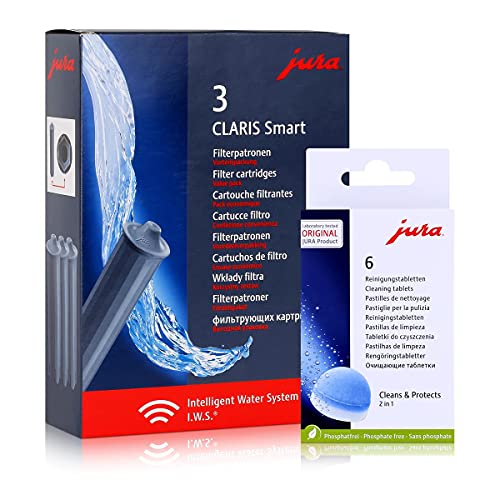 Jura 71794 + 62715 Kombi-Pack, Claris Filterpatrone Smart (3er-Pack) + 6er Reinigungstabletten