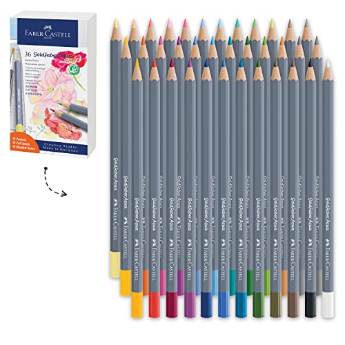 Faber-Castell 114639 - Aquarellstift Aqua Goldfaber, 3,3 mm Mine, 36 Stück im Geschenketui