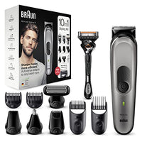 Thumbnail for Braun Multi-Grooming-Kit 7, 10-in-1 Barttrimmer, Haarschneider/Haarschneidemaschine, Haarentfernung Herren, Kopf-, Körperhaare, 8 Aufsätze, Vatertagsgeschenk, MGK7320, schwarz/silber