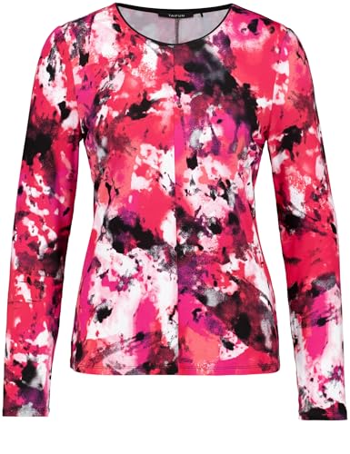 Taifun Damen Longsleeve mit abstraktem Print Langarm Gemustert Geranium Gemustert 44 im Sale