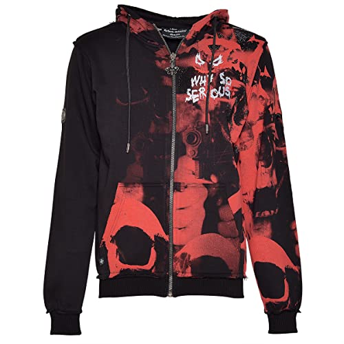 Roberto Geissini Herren Sweatjacke - Red Allover Skull - Black 3 im Sale