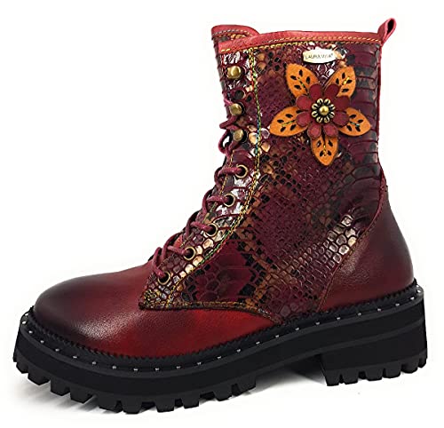 Laura Vita iAcniso 01 Damenschuhe Stiefeletten Schnürer Stiefel Rot Freizeit, Schuhgröße:EUR 36 im Sale