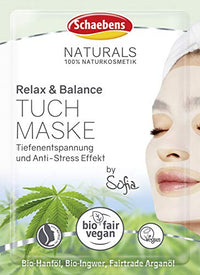 Thumbnail for Schaebens NATURALS Relax Balance Tuchmaske - Tiefenentspannung und Anti-Stress Effekt. Mit Bio-Hanföl, Bio-Ingwer und Fairtrade Arganöl - Vegan - 100% Naturkosmetik