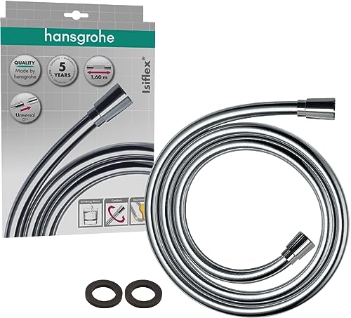 hansgrohe Isiflex - universal Duschschlauch 1,60 m, mit Verdrehschutz, flexibler Brauseschlauch mit Knickschutz, inkl. Dichtungsringe, Chrom im Sale