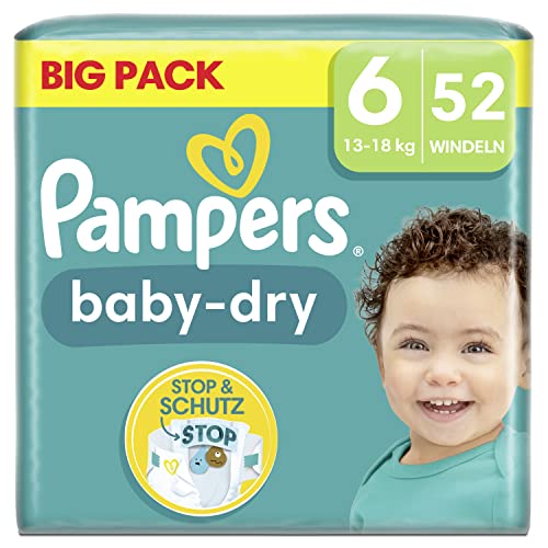 Pampers Baby Windeln Größe 6 (13-18kg) Baby-Dry, Extra Large, 52 Windeln