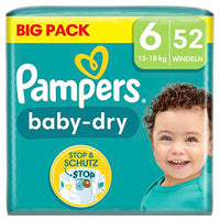 Thumbnail for Pampers Baby Windeln Größe 6 (13-18kg) Baby-Dry, Extra Large, 52 Windeln