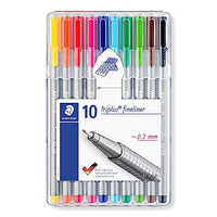 Thumbnail for STAEDTLER Fineliner triplus, superfeine, metallgefasste Spitze, Linienbreite ca. 0.3 mm, dreikant, hohe Qualität, Set mit 10 brillanten Farben in der aufstellbaren STAEDTLER-Box, 334 SB10