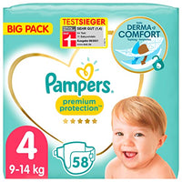 Thumbnail for Pampers Baby Windeln Größe 4 (9-14kg) Premium Protection, Maxi, BIG PACK, bester Komfort und Schutz für empfindliche Haut, 58 Stück