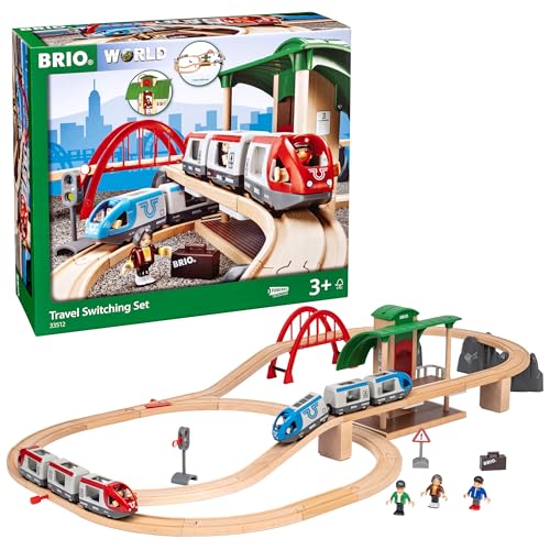 BRIO World 33512 Großes BRIO Bahn Reisezug Set - Eisenbahn mit Bahnhof, Schienen und Figuren - Kleinkinderspielzeug empfohlen ab 3 Jahren, tolles im Sale