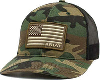 Thumbnail for ARIAT Men's Camo Snap Back Embroidered USA Flag Cap