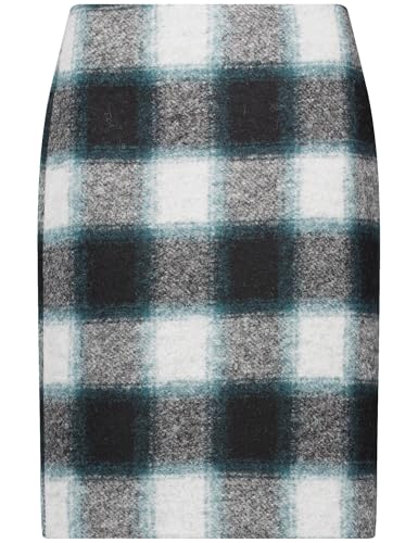 Gerry Weber Damen Karierter Rock mit Wollanteil kariert kurz Black/Offwhite/Petrol Check 36 im Sale