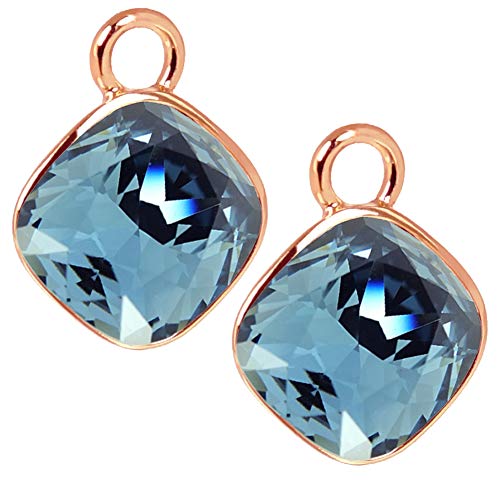 Rosegold Charm Anhänger 2 Stück 925 Sterling Silber Blau Markenkristalle NOBEL SCHMUCK im Sale