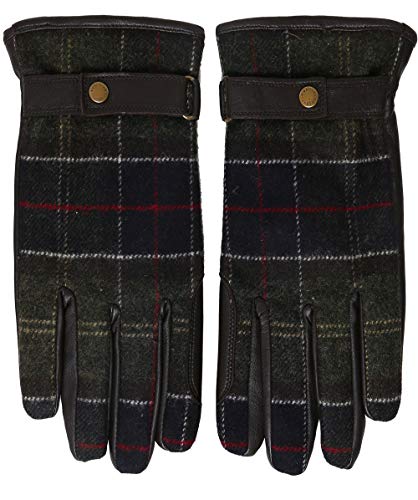 Barbour Herren Leather Tartan Newbrough Gloves Klassische Tartan im Sale