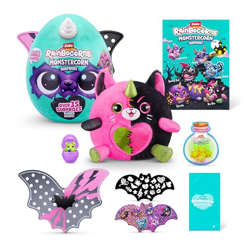 Rainbocorns ZURU Monstercorn Surprise, Cat, by ZURU Surprise Unboxing Soft Toy, Fantasy Monster Gifts for Girls, Imaginary Play with Wearable Accessories (Cat)