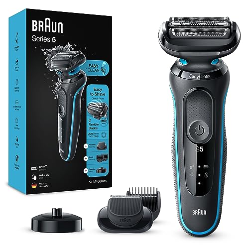 Braun Series 5 Elektrorasierer mit EasyClick Barttrimmer Aufsatz, Rasierer Herren Elektrisch Ladestation, EasyClean, Wet & Dry, Geschenk Mann, Made in Germany, 51-M4500cs, mintgrün im Sale