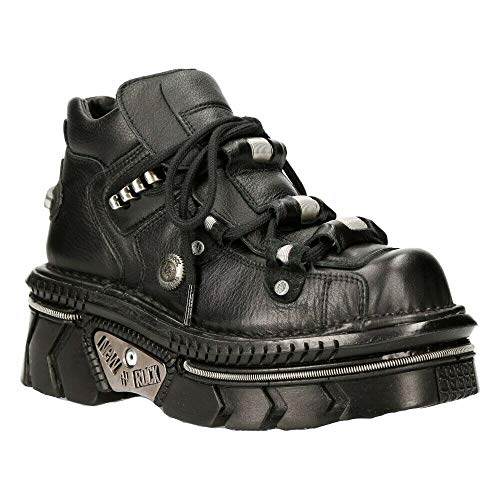 New Rock M-215-S6 Unisex Gothic Punk Schwarz Metallisch Plateau Stiefeletten 36 im Sale