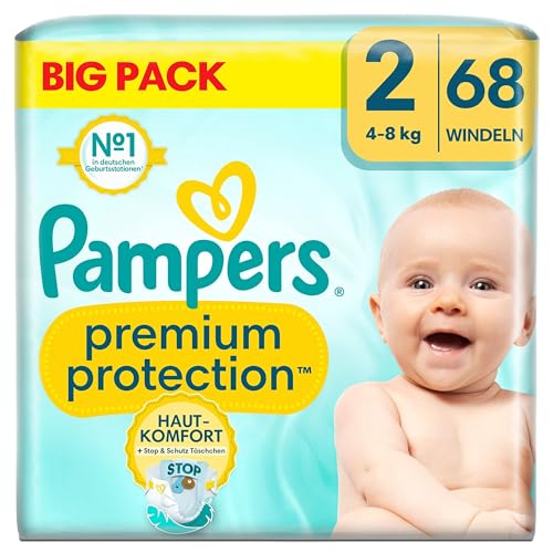 Pampers Premium Protection New Baby, Gr.2 Mini 4-8kg Big Pack (68 Stück)