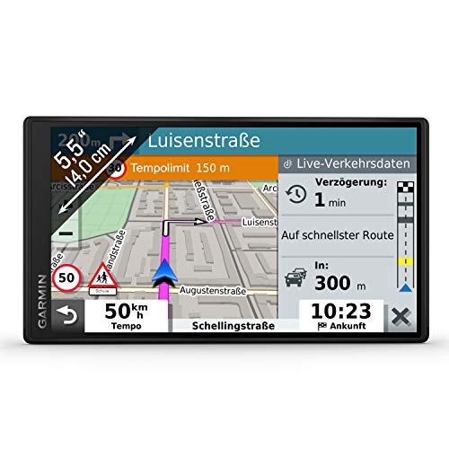 Garmin DriveSmart 55 MT-S EU – Navigationsgerät mit 5,5“ (14 cm) Farbdisplay, vorinstallierten 3D-Karten für Europa (46 Länder), Live Traffic via Garmin Drive App, Sprachsteuerung & Fahrerassistenz