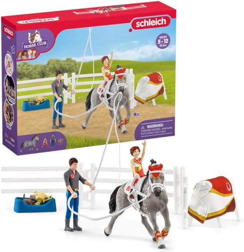 schleich 42443 HORSE CLUB Mias Voltigier-Reitset, 18 Teile Spielset mit schleich Pferde Figur, Mädchen & Reitlehrer Figur, Spielzeug für Kinder ab 5 Jahren im Sale