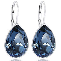 Thumbnail for Kurze Tropfen Ohrringe 925 Silber dunkelblau Swarovski Kristall minimalistischer Schmuck blauer Stein NOBEL SCHMUCK im Sale