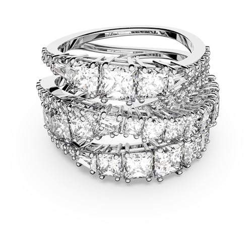 Swarovski Twist Wrap Ring, Verschiedene Schliffe, Weiß, Rhodiniert