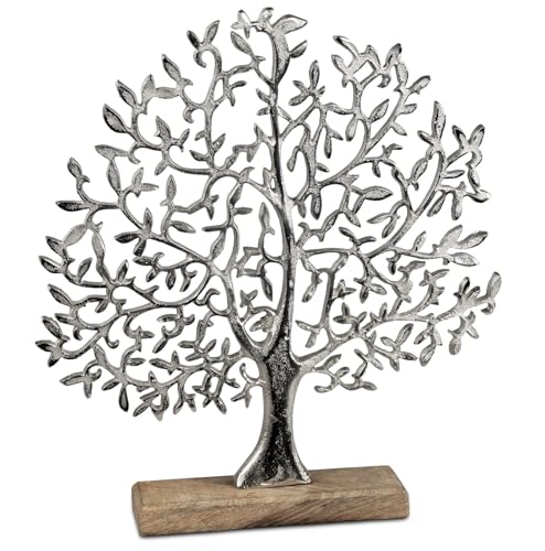 formano Lebensbaum 40cm Aluminium Mangoholz Deko Baum Aufsteller in Braun/Silber im Sale