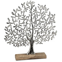 Thumbnail for formano Lebensbaum 40cm Aluminium Mangoholz Deko Baum Aufsteller in Braun/Silber im Sale