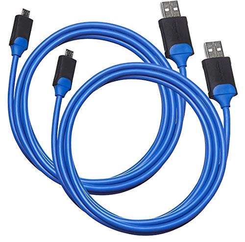 Amazon Basics Controller-Ladekabel Micro USB auf USB Type A für die PlayStation 4, 2 Stück, 1.82 m, Blau