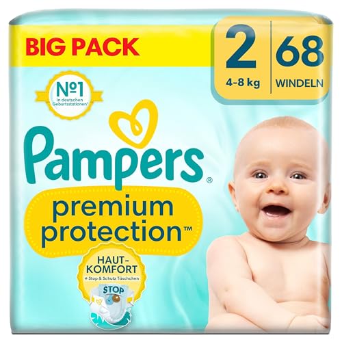 Pampers Premium Protection BIG PACK, New Baby, Windeln Größe 2 (4kg-8kg), 68 Stück im Sale