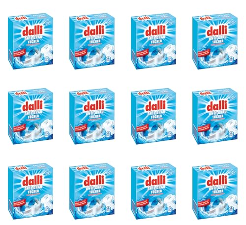 dalli Anti-Grau Tücher I 12 x 15 Waschladungen pro Packung I Verhindert Grauschleier & Farbverlust bei heller Wäsche | 12er Pack im Sale