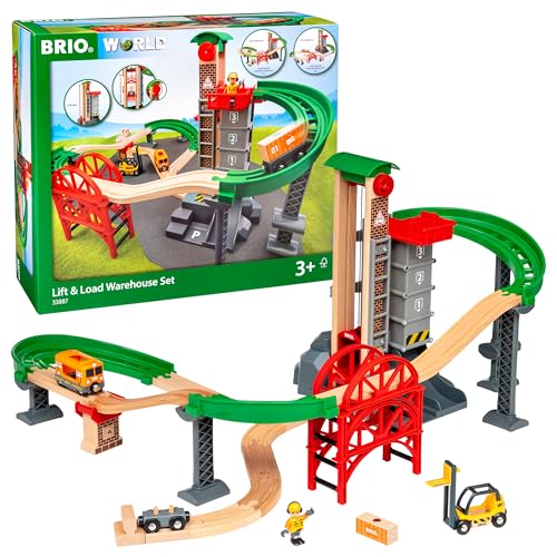 BRIO World 33887 Großes Lagerhaus-Set mit Aufzug - Zubehör für die Holzeisenbahn - Konstruktionsspielzeug empfohlen für Kinder ab 3 Jahren im Sale