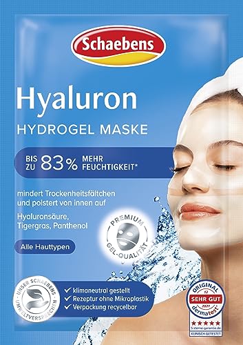 Schaebens Hyaluron Hydrogel Maske - Mega Booster spendet intensive Feuchtigkeit und polster auf. Mit Hyaluronsäure, Tigergras und Panthenol für alle Hauttypen. im Sale