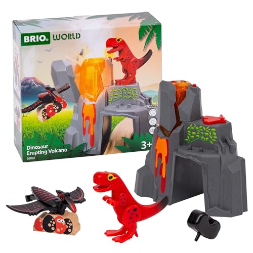 BRIO World - 36092 Dinosaurier-Vulkan mit Ausbruchsfunktion - Zugset für Kinder ab 3 Jahren, Dino Spielzeug ab 3 Jahren im Sale