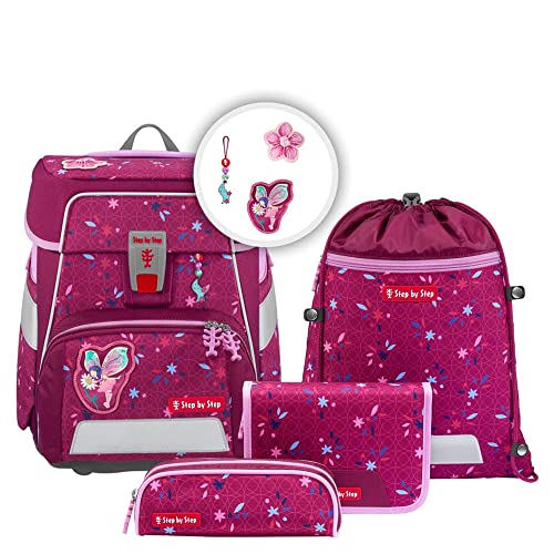 Step by Step Schulranzen-Set Space „Fairy Freya“ 5-teilig, ergonomischer Tornister, höhenverstellbar mit Hüftgurt, für die Grundschule, ab der 1. Klasse, 20L, rosa, Feen-Design im Sale