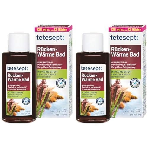 tetesept Rücken-Wärme Bad – Gesundheitsbad mit Wärme-Effekt und Mineralsalzen – Entspannender Badezusatz durchwärmt und entlastet – 1 x 125 ml (Packung mit 2) im Sale