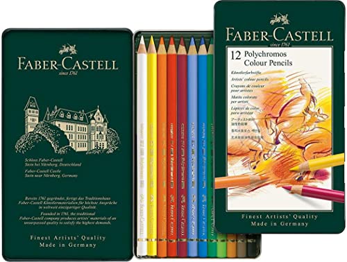 Faber-Castell 110012 - Künstlerfarbstift Polychromos, 12er Metalletui